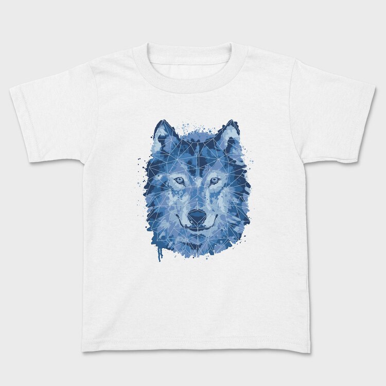 Wolf Animal Watercolor Polygon, Tricou Copii
