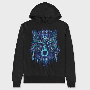 Wolf Illustration Color 001, Hanorac Oversize Barbati (Unisex)