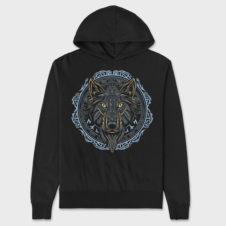 Wolf With Runes, Hanorac Oversize Barbati (Unisex)
