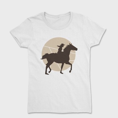 Woman Horse Rider Cowgirl Silhouette, Tricou Femei