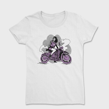 Woman In Motorcycle Biker Girl, Tricou Femei