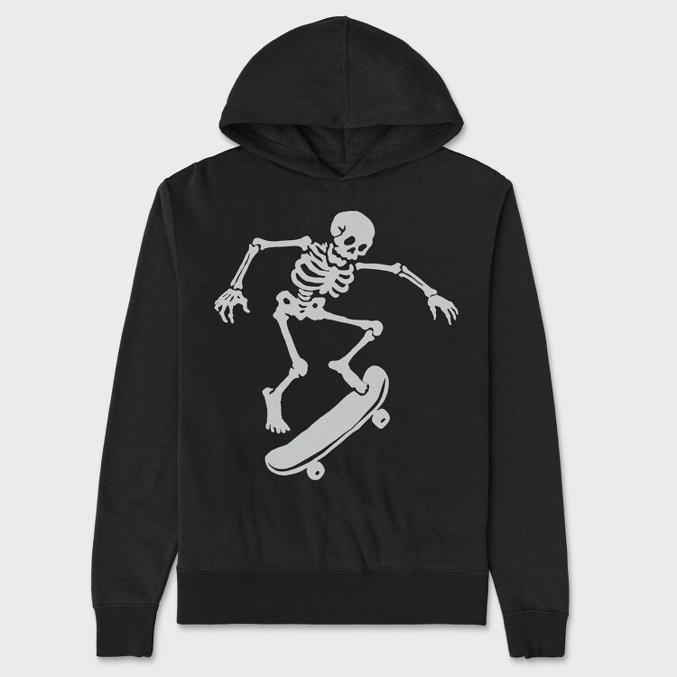 Skateboarding Skeleton On Skateboard, Hanorac Oversize Barbati (Unisex)