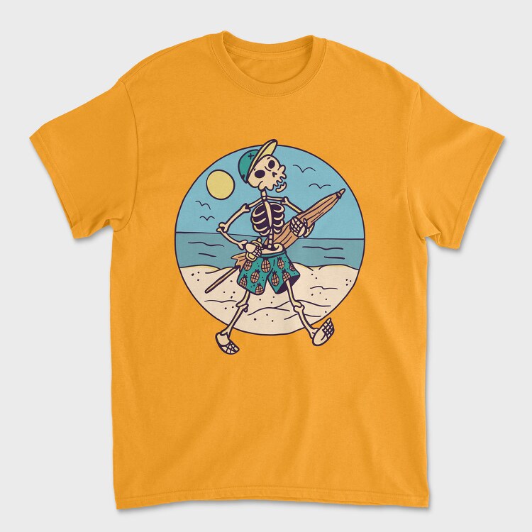 Skeleton At The Beach Sunshade, Tricou Barbati (Unisex)
