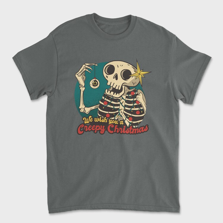 Skeleton Christmas Creepy Cartoon, Tricou Barbati (Unisex)