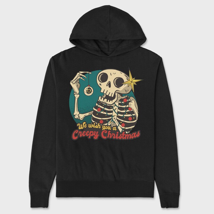 Skeleton Christmas Creepy Cartoon, Hanorac Oversize Barbati (Unisex)