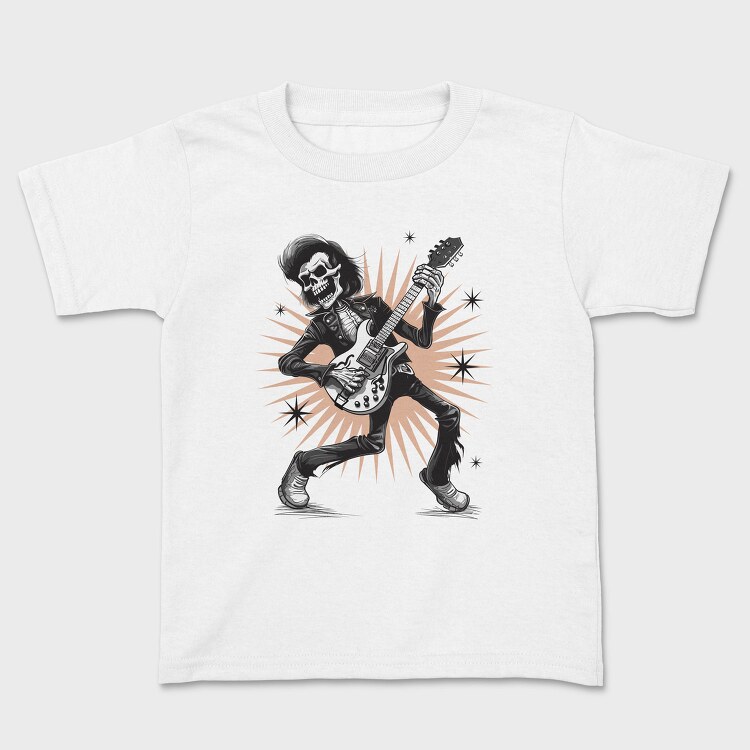 Skeleton Electric Guitar Rockabilly, Tricou Copii