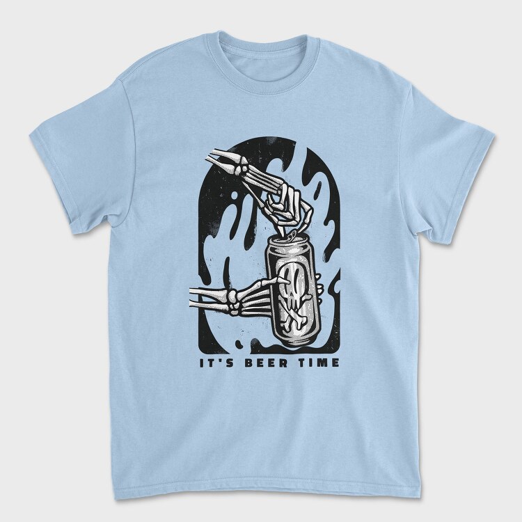 Skeleton Opening Beer Can It S Beer Time, Tricou Barbati (Unisex)