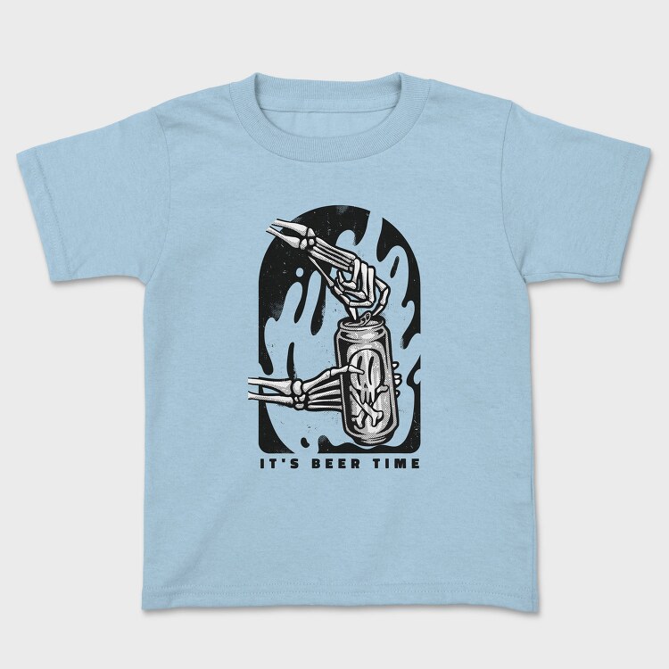 Skeleton Opening Beer Can It S Beer Time, Tricou Copii