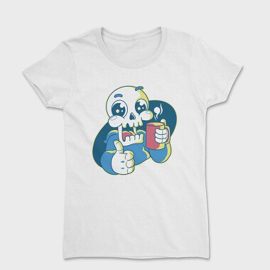 Skeleton Reaper Drinking Grim Coffee, Tricou Femei