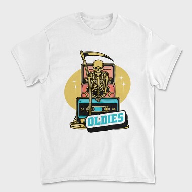 Skeleton With Oldies Cassettes, Tricou Barbati (Unisex)