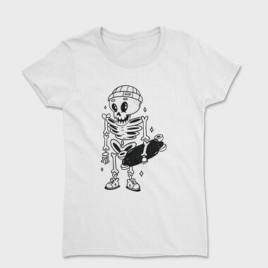 Skeleton With Skateboard Skate Skull, Tricou Femei