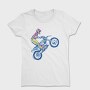 Sketched Motocross Bike Wheeling, Tricou Femei