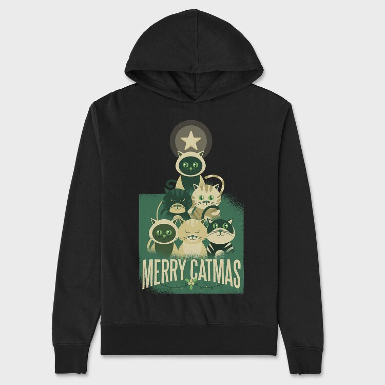 Merry Catmas Christmas, Hanorac Oversize Barbati (Unisex)