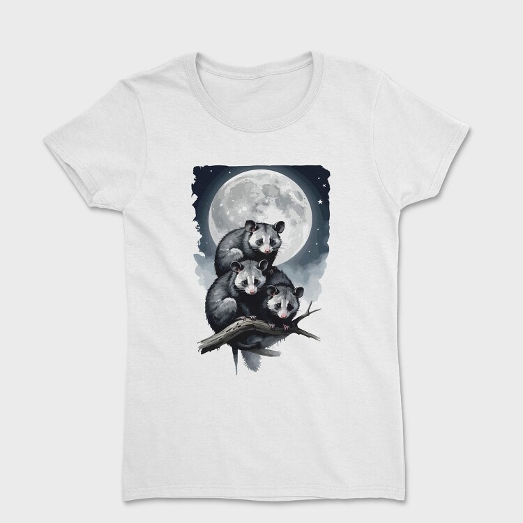 Moonlit Three Opossum, Tricou Femei