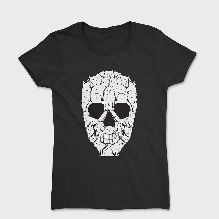 Skull Made Of Cat Animals, Tricou Femei
