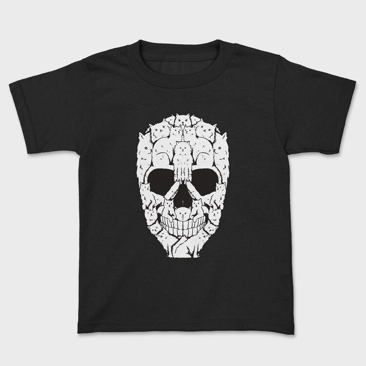 Skull Made Of Cat Animals, Tricou Copii