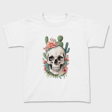 Skull With Cacti And Flowers, Tricou Copii