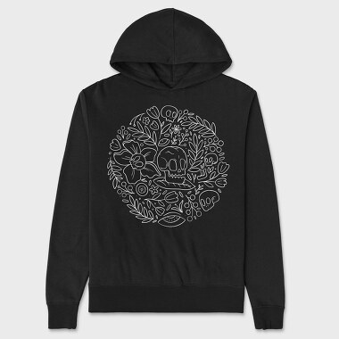 Skulls And Flowers Nature Round, Hanorac Oversize Barbati (Unisex)