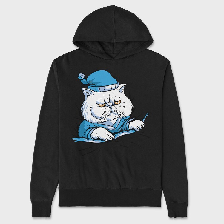 Sleepy Cat Animal In Pajamas, Hanorac Oversize Barbati (Unisex)