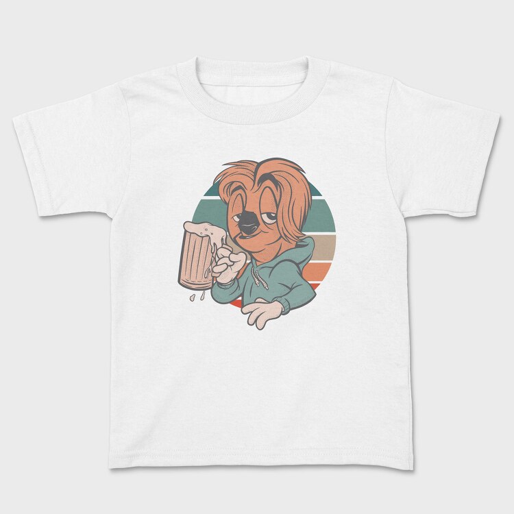 Sloth Animal With Beer Cartoon, Tricou Copii