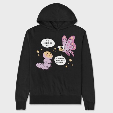 Motivational Caterpillar And Butterfly, Hanorac Oversize Barbati (Unisex)