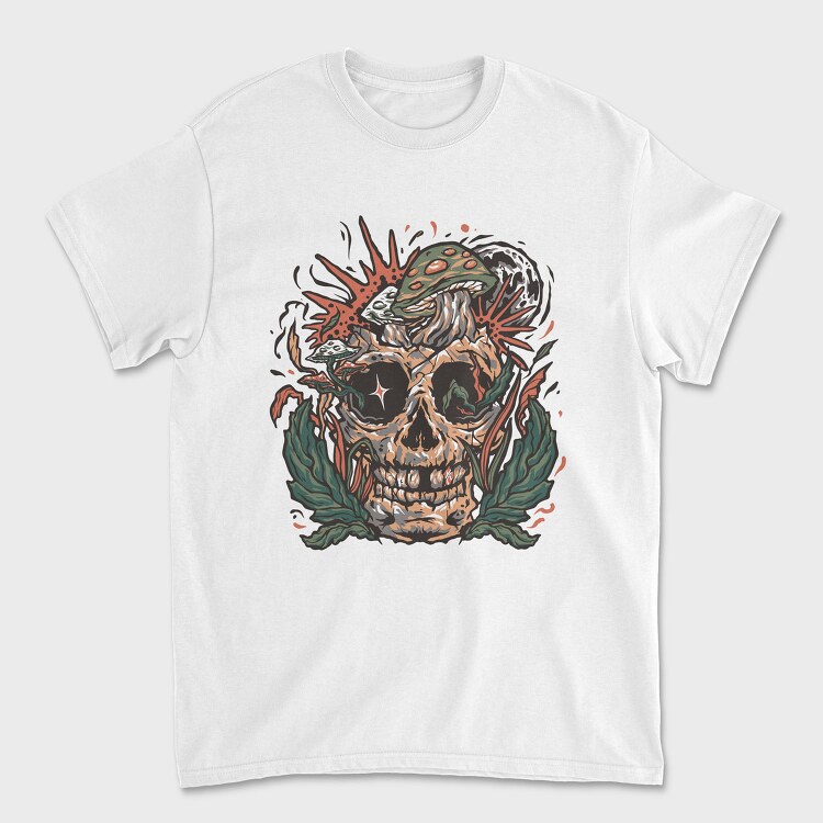 Mushroom Skull Flora, Tricou Barbati (Unisex)