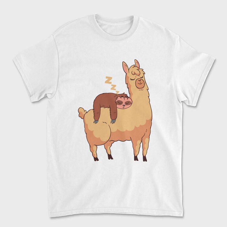Sloth Riding Llama Sleeping, Tricou Barbati (Unisex)