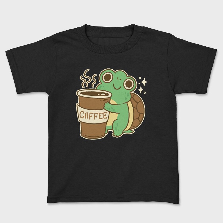 Turtle Drinking Cofffee, Tricou Copii