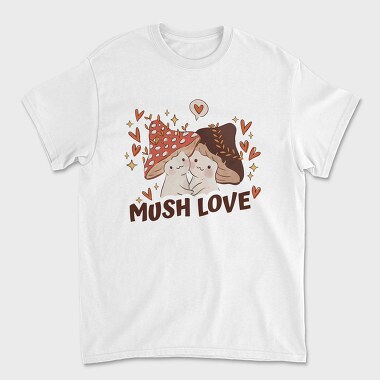 Two Kawaii Mushrooms With The Words Mush Love, Tricou Barbati (Unisex)