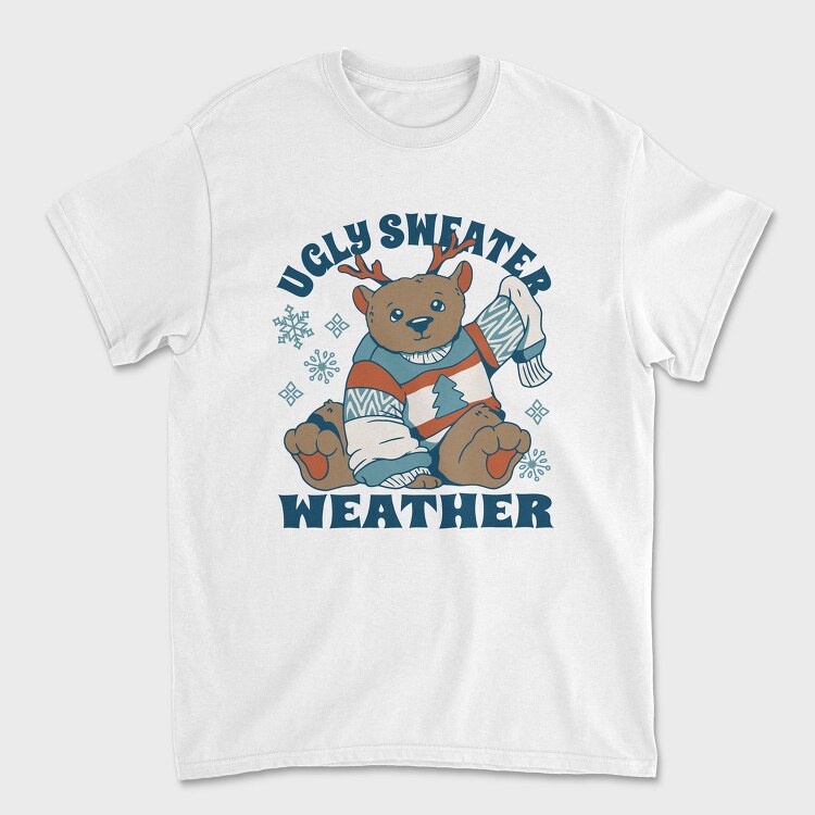 Ugly Sweater Weather Christmas Bear Mug, Tricou Barbati (Unisex)
