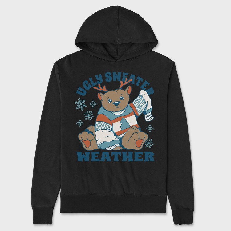 Ugly Sweater Weather Christmas Bear Mug, Hanorac Oversize Barbati (Unisex)