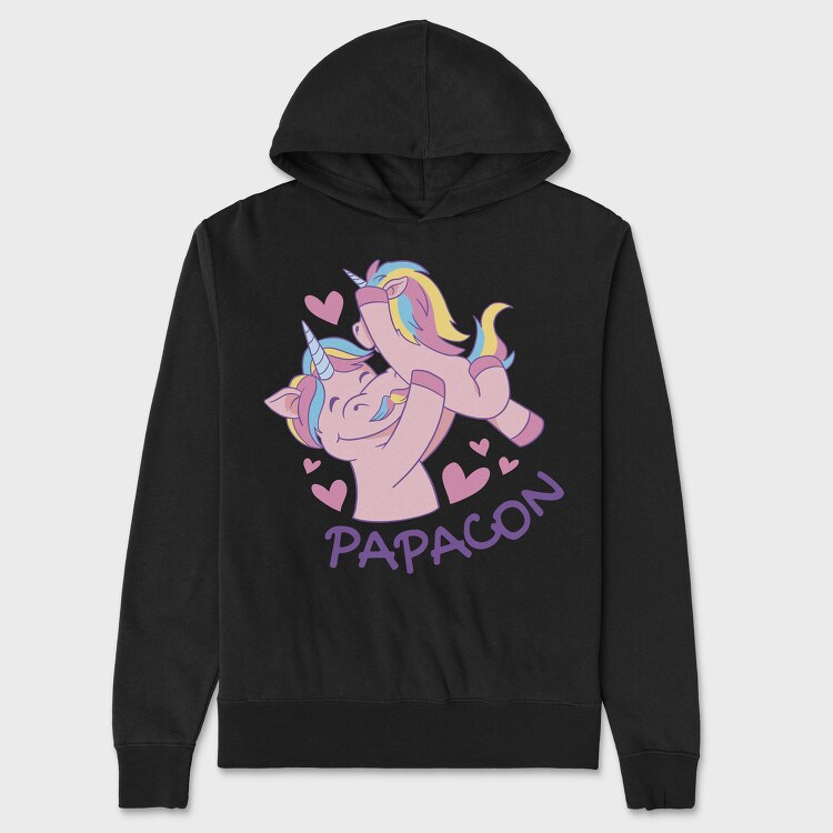 Unicorn Dad Cartoon Papacorn, Hanorac Oversize Barbati (Unisex)
