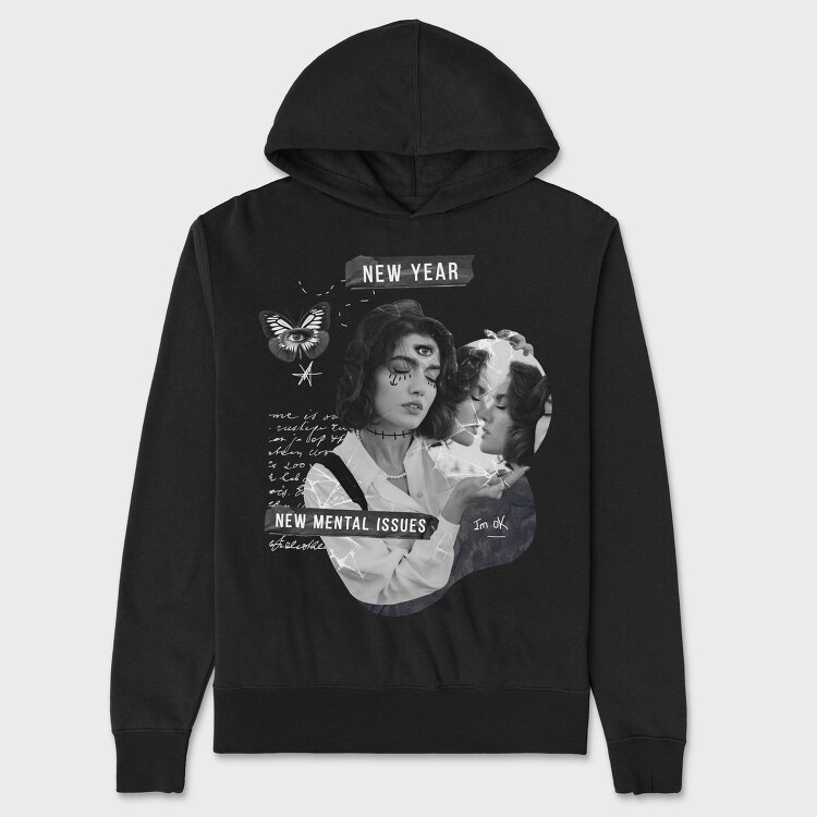 New Year Holiday Funny Collage, Hanorac Oversize Barbati (Unisex)