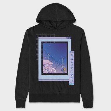 Vaporwave Anime Landscape Realistic Sakura, Hanorac Oversize Barbati (Unisex)