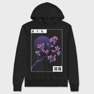 Vaporwave Cherry Blossom, Hanorac Oversize Barbati (Unisex)