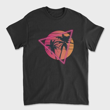 Vaporwave Palm Tree Sunset, Tricou Barbati (Unisex)