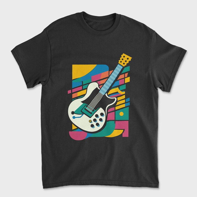 Vibrant Electric Guitar Colorful, Tricou Barbati (Unisex)