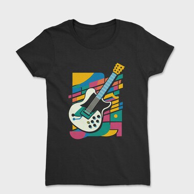 Vibrant Electric Guitar Colorful, Tricou Femei