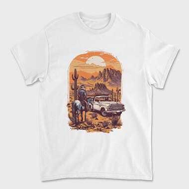 Vintage Cowboy And Truck, Tricou Barbati (Unisex)