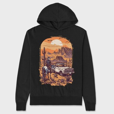Vintage Cowboy And Truck, Hanorac Oversize Barbati (Unisex)