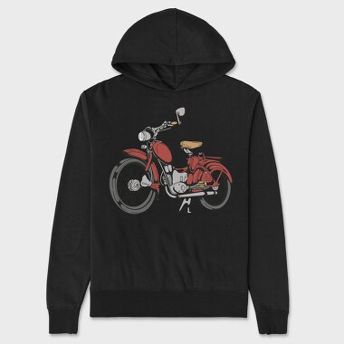 Vintage Red Motorcycle, Hanorac Oversize Barbati (Unisex)