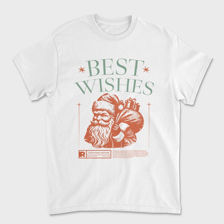 Vintage Santa Best Wishes Grunge, Tricou Barbati (Unisex)