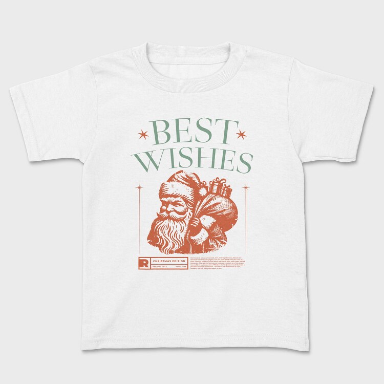 Vintage Santa Best Wishes Grunge, Tricou Copii
