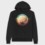 Pluto Retro Sunset Planet, Hanorac Oversize Barbati (Unisex)