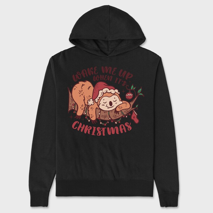 Wake Me Up When Its Christmas Sloth Sleeping, Hanorac Oversize Barbati (Unisex)