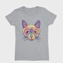 Watercolor Colorful Cat, Tricou Femei