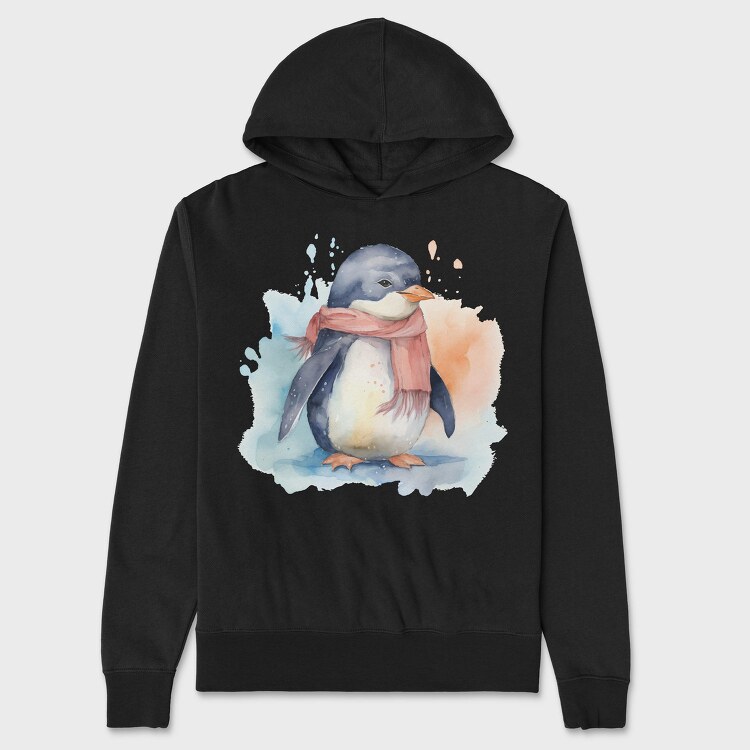 Watercolor Penguin Mug, Hanorac Oversize Barbati (Unisex)