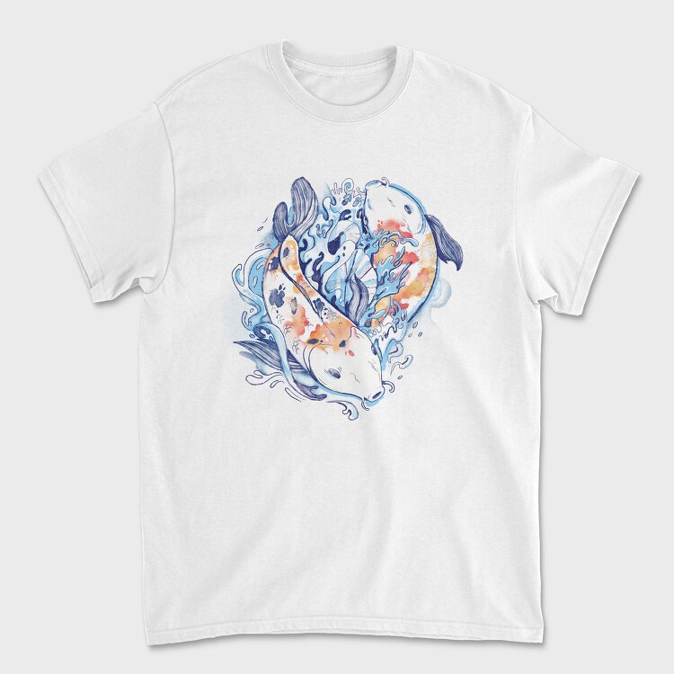 Watercolor Yin Yang Koi Fish, Tricou Barbati (Unisex)
