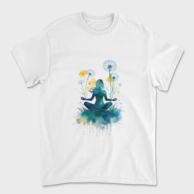 Watercolor Yoga And Meditation Dandelion, Tricou Barbati (Unisex)