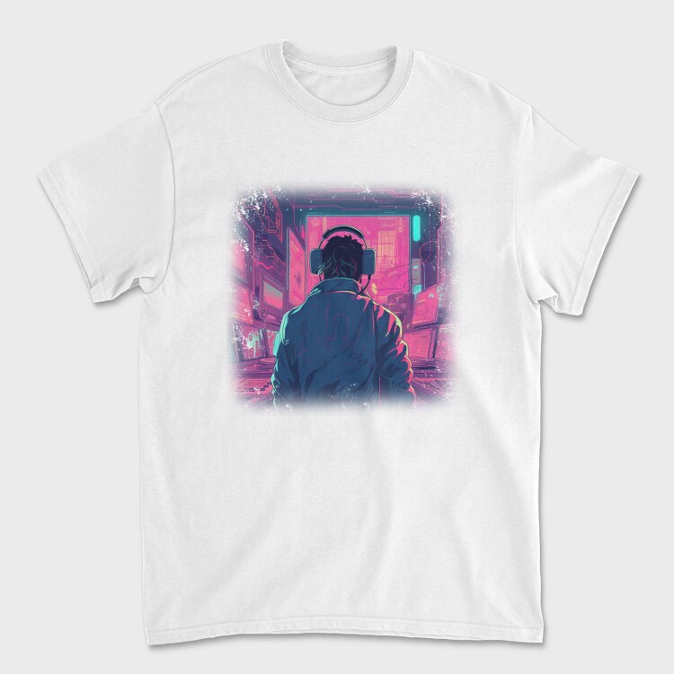 Woman Looking Out Of A Window Dj Party, Tricou Barbati (Unisex)